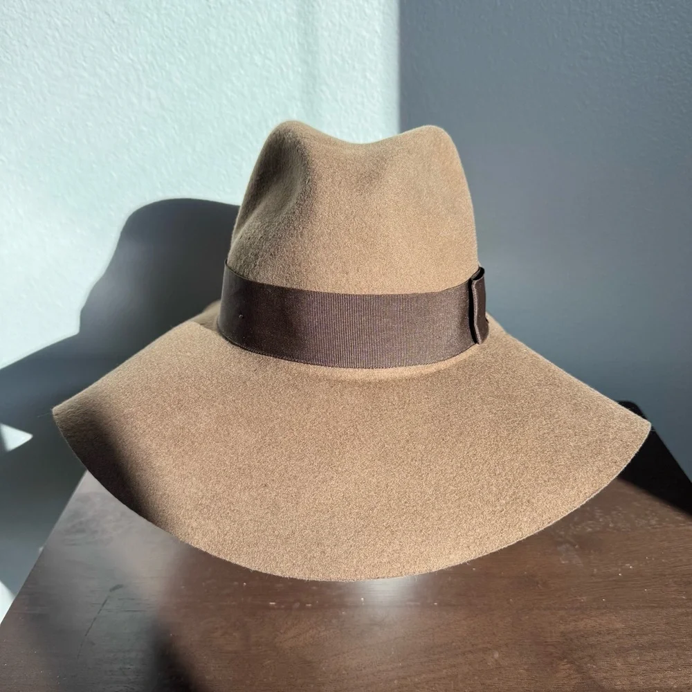 Brixton Joanna Fedora Hat Tan Brown Wool Felt Wide Brim Women’s Sz S 56 cm Fall